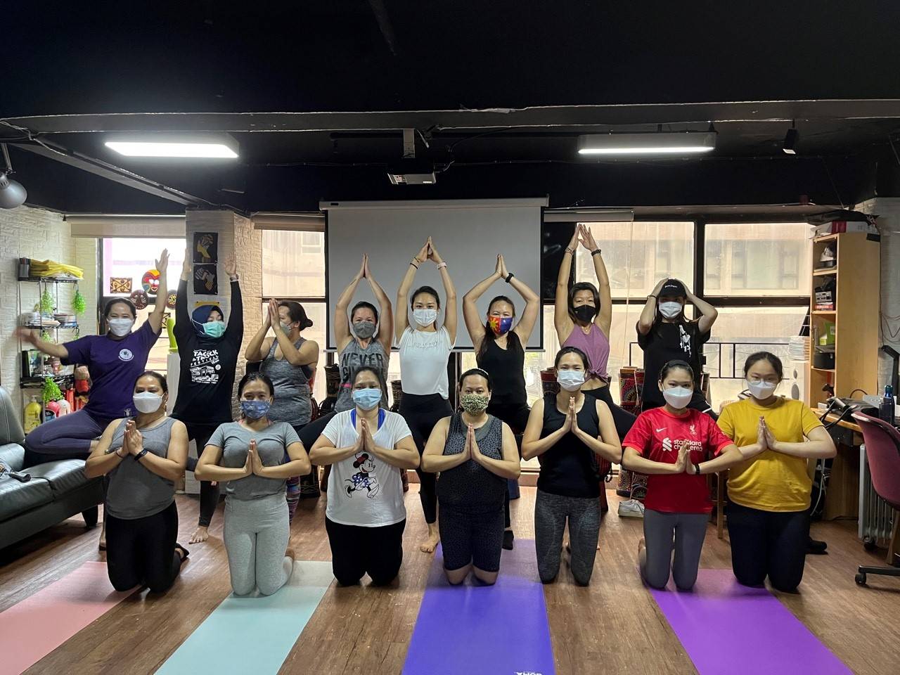 A yoga session led by those supporting migrant workers helps this vibrant community to increase their confidence and build social connections. A yoga session led by those supporting migrant workers helps this vibrant community to increase their confidence and build social connections.